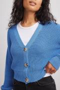 NA-KD Kort strikket cardigan - Blue