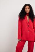 NA-KD Classic Oversized Sharp Lapel Blazer - Red