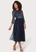 AngelEye Sequin Bodice Mid Dress Navy L (UK14)