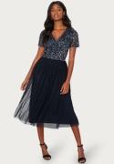 AngelEye Short Sleeve Sequin Embellished Midi Dress Navy XS (UK8)