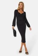 BUBBLEROOM Rudina puff sleeve midi dress Black XL