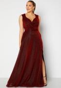 Goddiva Curve Wrap Front Sleeveless Maxi Curve Dress With Split Red 44...