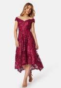 Goddiva Embroidered Lace Dress Wine-red XXXL (UK18)