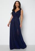 Goddiva Glitter Wrap Maxi Dress Navy XS (UK8)