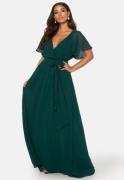 Goddiva Flutter Chiffon Dress Dark Green XXL (UK18)