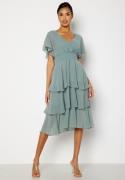 Goddiva Flutter Tiered Midi Dress Air Force Blue L (UK14)