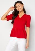 Happy Holly Madeleine peplum top Red 32/34