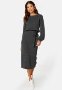 BUBBLEROOM Amira knitted dress Dark grey melange 3XL