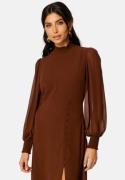 FOREVER NEW Sasha High Neck Midi Dress Rich Cinnamon 34