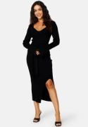 BUBBLEROOM Slit Knitted Midi Dress Black XL