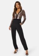 Goddiva Sequin Bodice Jumpsuit Champagne S (UK10)