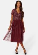 AngelEye Short Sleeve Sequin Embellished Midi Dress Wine-red XXL (UK18...