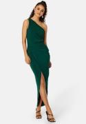 John Zack One Shoulder Rouch Dress Forest Green XS (UK8)