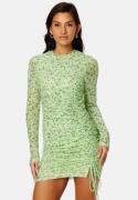 BUBBLEROOM Melandra mesh dress Green / Floral XL