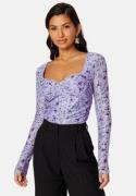 BUBBLEROOM Melandra mesh bustier top Lilac/Floral S