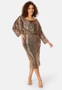 Goddiva Curve Seaquin Cowl Neck Midi Dress Champagne 46 (UK18)