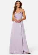 Bubbleroom Occasion Waterfall High Slit Satin Gown Light lilac 46