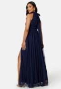 Goddiva Tie Neck Maxi Dress With Split Navy XXL (UK18)