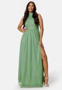 Goddiva Tie Neck Maxi Dress With Split Dusty Sage M (UK12)