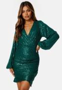 Bubbleroom Occasion Sparkling Wrap Dress Dark green 2XL