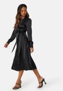 BUBBLEROOM Terilee Satin Wrap Dress Black 34