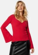 BUBBLEROOM Knitted L/S Slit Top Red S