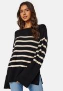 BUBBLEROOM Oversized Striped Knitted Sweater Black/Striped L