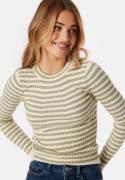 Pieces Crista LS O-Neck Knit Tea Stripes:Birsh M