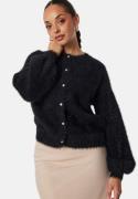 BUBBLEROOM Fluffy Knitted Pearl Cardigan Black L