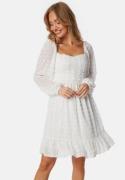 BUBBLEROOM Dobby Dot Rushed Dress White L