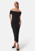 BUBBLEROOM Off Shoulder Midi Dress Black XL