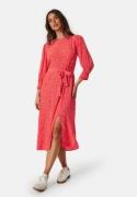 Pieces Pcsui 3/4 Sleeve Midi Dress Orange/White M