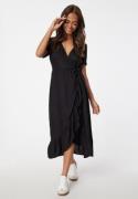 Happy Holly Evie Puff Sleeve Wrap Dress Black 48/50