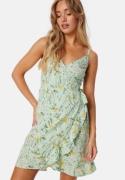 BUBBLEROOM Flounce Short Strap Dress Green/Patterned L