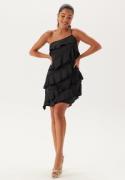 Bubbleroom Occasion One shoulder Short Frill Dress Black XS