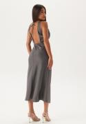 Bubbleroom Occasion Cowl Neck Satin Midi Dress Silver grey S