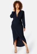 John Zack Curve Long Sleeve Rouch Curve Dress Navy 54 (UK26)