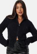 BUBBLEROOM Rib Knitted Zip Cardigan Black XL