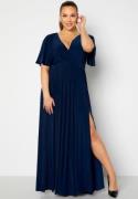 Goddiva Curve Flutter Sleeve Maxi Dress Navy 46 (UK18)