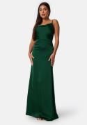 Bubbleroom Occasion Waterfall Satin Gown Dark green 36