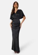 Bubbleroom Occasion Wrap Satin Gown Black 42