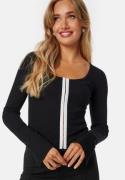 BUBBLEROOM Round Neck Cardigan Top Black/White XS