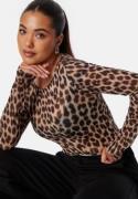 BUBBLEROOM Long Sleeve Mesh Top Leopard XS