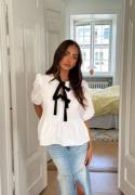 BUBBLEROOM Contrast Bow Blouse  White S