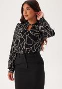 VILA Vipaya Siv O-neck L/S TWIST TO Black Beauty Print:tri 38