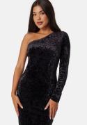 BUBBLEROOM One Shoulder Velvet Dress Black L