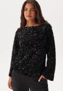 VILA Vifaith Boat Neck L/S SEQUIN T Black Beauty Detail:black Beau L