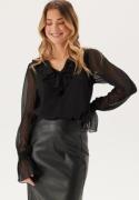 BUBBLEROOM V-neck Frill L/S Chiffon Blouse Black 42