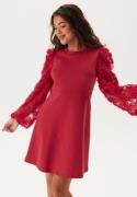 Happy Holly 3D Floral Sleeve Short Dress Red 52/54