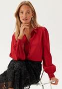 BUBBLEROOM Puff Sleeve Structured Shirt Red 44